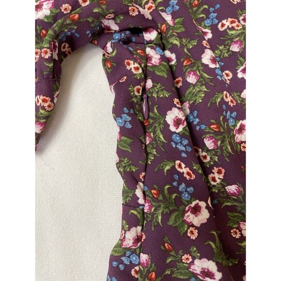 Mi Ami Penelope Floral Ruffles Mini Spring Dress Purple Green Blue Small - Picture 6 of 9